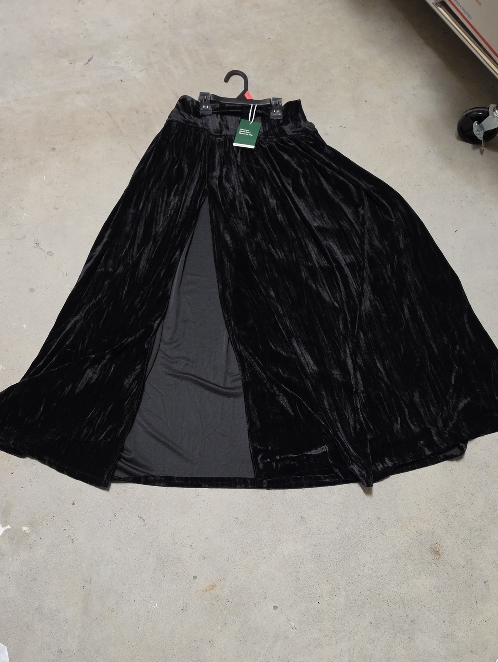 Nwt HALARA Black Velvet Maxi Skirt with Front Slit And Built In Panties